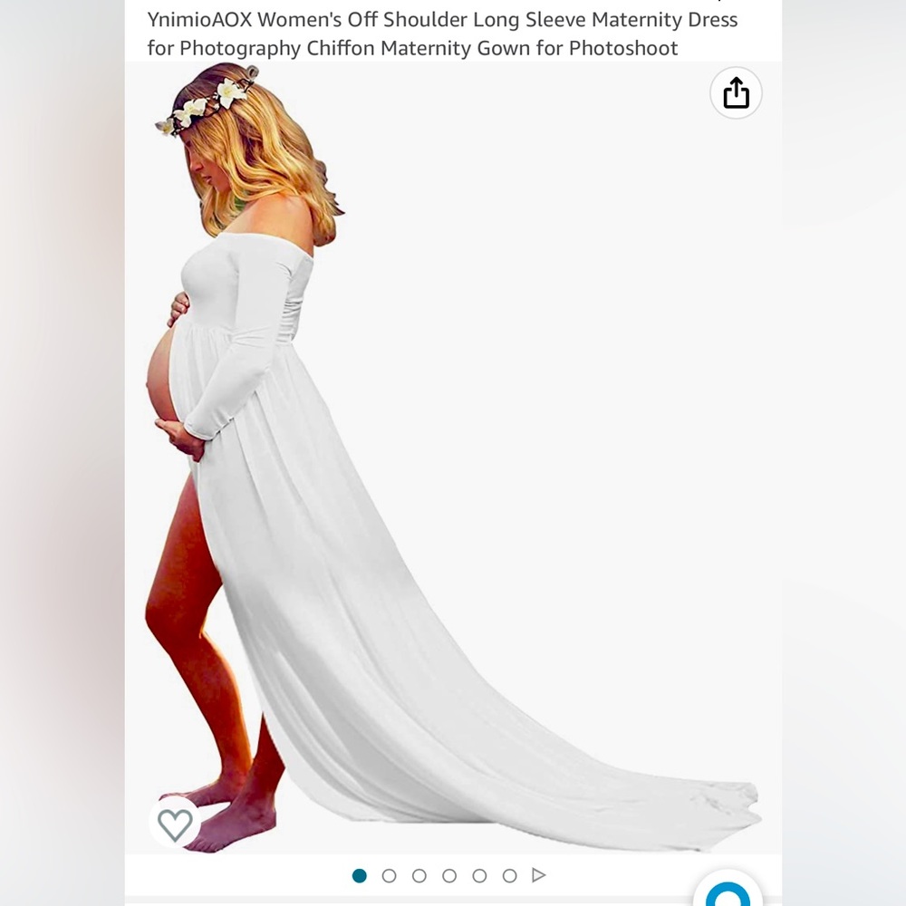 Women's Off Shoulder Long Sleeve Maternity Dress Chiffon & Flower Crown